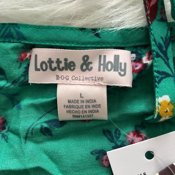 Lottie & Holly B.O.G Collective Green Floral Ruffle Dress Women's Size Large NWT - Picture 7 of 9